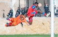 Viktoria Plzen striker Rafiu Durosinmi and Ferencvaros goalkeeper Denes Dibusz during club friendly Ferencvaros vs Viktoria Plzen