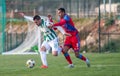 Viktoria Plzen winger Jhon Mosquera and Ferencvaros defender Endre Botka during club friendly Ferencvaros vs Viktoria Plzen