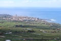 View of Puerto de la Cruz from the Humboldt viewpoint in the valley of La Orotava, Tenerife. Spain