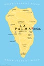 La Palma island, political map, part of the Canary Islands, Spain