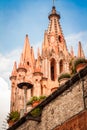 La Parroquia, the famous pink church in the picturesque town of