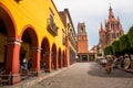 La Parroquia, the famous pink church in the picturesque town of Royalty Free Stock Photo