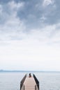 La Passerelle de l`Utopie panoramic terrace Esplanade at lake Neuchatel, Switzerland Royalty Free Stock Photo