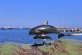 Sculpture of two Pacific porpoise (Phocoena sinus). Royalty Free Stock Photo