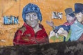 Mural with local dresses in La Paz - Bolivia