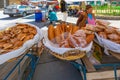 Bolivia La Paz bread stall in El Alto district market