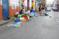 tribal woman sells vegetables at the street in La Paz