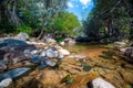 La Pedriza National Park on the southern slopes of the Guadarrama mountain range in Madrid, with cascades. It is one of the larges