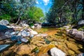 La Pedriza National Park on the southern slopes of the Guadarrama mountain range in Madrid, with cascades. It is one of the larges