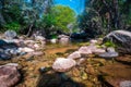 La Pedriza National Park on the southern slopes of the Guadarrama mountain range in Madrid, with cascades. It is one of the larges