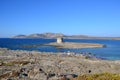 La Pelosa beach and tower in Sardinia, Italy Royalty Free Stock Photo