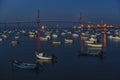 Boats Anchored at Cadiz Bay at Night Royalty Free Stock Photo