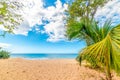 La Perle beach under a cloudy sky