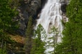 La Pisse waterfall in summer in the Queyras Nature Park. Hautes-Alpes, Alps, France