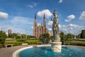 La Plata Cathedral and Plaza Moreno Fountain - La Plata, Buenos Aires Province, Argentina Royalty Free Stock Photo