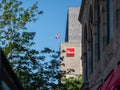 La Presse newspaper sign on headquarter building exterior wall, Montreal, Canada