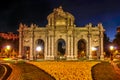 La Puerta de Alcala in Madrid, Spain, at night Royalty Free Stock Photo