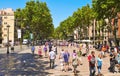 La Rambla, in Barcelona, Spain Royalty Free Stock Photo