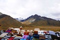 La Raya, mountains and Peruvian souvenirs Royalty Free Stock Photo