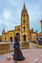 La Regenta statue in front of the Metropolitan Cathedral of San