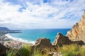 La rocca di Cefalu , the rock of Cefalu and the ruins of the old castle Royalty Free Stock Photo