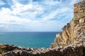 La rocca di Cefalu , the rock of Cefalu and the ruins of the old castle Royalty Free Stock Photo