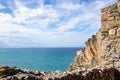 La rocca di Cefalu , the rock of Cefalu and the ruins of the old castle Royalty Free Stock Photo