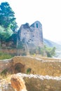 La rocca di Cefalu , the rock of Cefalu and the ruins of the old castle Royalty Free Stock Photo