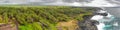 La Roche Qui Pleure along Mauritius coastline. Drone viewpoint on a cloudy day