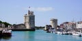 Fortifications towers of ancient fortress of La Rochelle city harbor in France Royalty Free Stock Photo