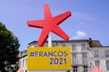 Francofolies la rochelle sign text francos of french music festival in july in