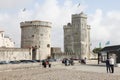 La Rochelle , Aquitaine / France - 10 23 2019 : Two towers of ancient fortress in La Rochelle France