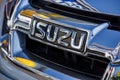 La rochelle, France - April 23, 2015 : closeup on the logo isuzu. Isuzu is a Japanese commercial vehicles and diesel engine manufa