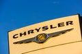 La rochelle, France - August 30, 2016: Official dealership sign of Chrysler against the blue sky. Chrysler is the American subsidi