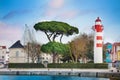 La Rochelle lighthouse downtown historical harbor France Royalty Free Stock Photo