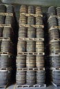 La Romana, Dominican Republic, circa September 2022 - Old oak wook rum barrels in a rum factory Royalty Free Stock Photo