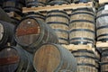 La Romana, Dominican Republic, circa September 2022 - Old oak wook rum barrels in a rum factory Royalty Free Stock Photo
