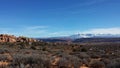 La Sal Mountain Snow-Capped Peaks Seen From Arches National Park Moab Utah