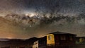La Serena, Chile - 2019-06-30 - The Milky Way shines over a small cabin in the desert
