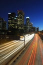 LA skyline and traffic at night