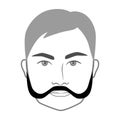 A La Souvarov Imperial Beard style men in face illustration Facial hair mustache Vector grey black portrait male Fashion Royalty Free Stock Photo