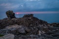 La Torche in Finistere, sunset at the horizon