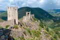 La Tour Regine and Cabaret towers on great mountains landscape a