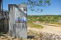 Monolito de granito con informaciÃÂ³n y mapa de la Via de la Plata en Carrascalejo, provincia de Badajoz, Extremadura, EspaÃÂ±a.