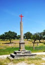 Cruz de granito en un cruce de caminos cerca de Carrascalejo en la VÃÂ­a de la Plata, provincia de Badajoz, EspaÃÂ±a