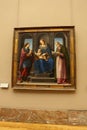 La vierge et I`Enfant entre saint Julien et saint Nicolas de myre oil painting at Louvre museum in Paris