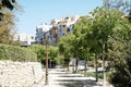 La Vila Joiosa is beautiful coastal town by Mediterranean Sea. Colorful hanging houses on city walls of Villajoyosa Royalty Free Stock Photo