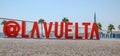 La vuelta logo letters from plastic