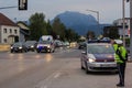 LAAKIRCHEN, AUSTRIA SEPTEMBER 24, 2015: Police stands guard at a