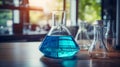 Lab Analysis: Vibrant Blue Solution in Glass Beaker Royalty Free Stock Photo